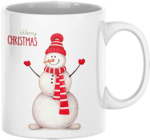 ArtUp.de Weihnachtstasse Schneemann - Tasse Kaffeebecher zu Weihnachten - Kaffeetasse Teetasse aus Keramik in Weiß - ca. 330 ml spülmaschinengeeignet - in Handarbeit in Deutschland Bedruckt