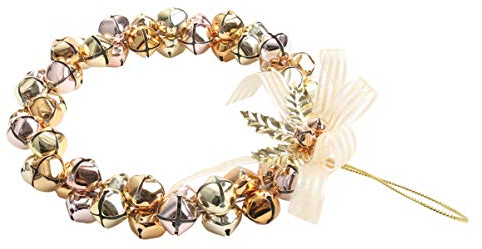 Amosfun Weihnachtsglockenkranz Glöckchen Kranz Ornament Metall Glocke Girlande Weihnachten Wandbehang Girlande Weihnachtsbaum hängende Dekoration Ornament (Golden)