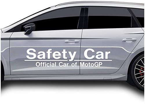 2x Safety Car Aufkleber Set 120x25cm Waschstraßenfest Selbstklebend für Auto Kfz Zubehör Tuning Dekor Sticker KX034 (Weiß Glanz)