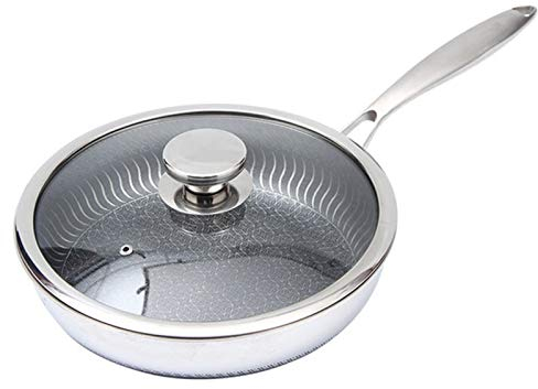 Que no se pegue Wok de la salud sin recubrimiento Maifan Piedra Tradicional China Wok Iron Wok fondo plano freír universal utensilios de cocina Pan (Color : Silver1, Sheet Size : 28cm)