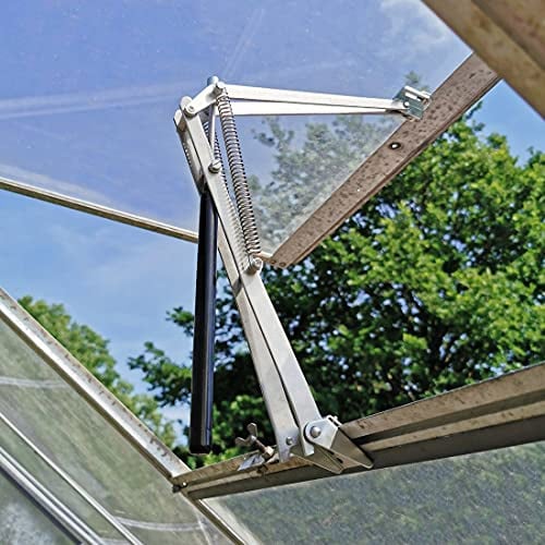 BIBISTORE Automatischer Gewächshaus-Entlüftungsöffner, solarbetrieben, Auto-Haus-Fensteröffner, Holz-Frührahmen-Dachentlüftungsöffnung, Gewächshaus-Zubehör (hebt 7 kg, Doppelfeder)