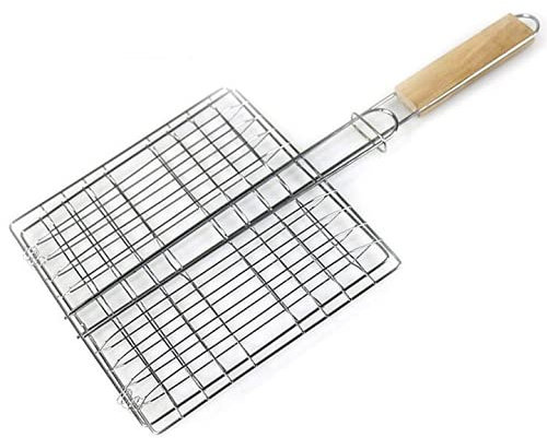 YUZE Fisch-Grill, Gemüse-Grill, horizontaler und vertikaler Gitter-Grill, zusammenklappbar, tragbar, mit Schloss-Design, geeignet für Picknick-Partys
