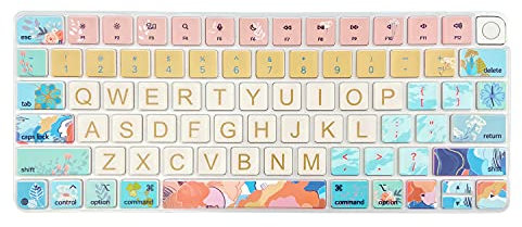 Sanfulin Keyboard Cover Skin for 2021 Apple iMac 24 inch Magic Keyboard with Touch ID(Model: A2449), Cute Printing Waterproof Silicone Keyboard Protector (Litter Flowers)
