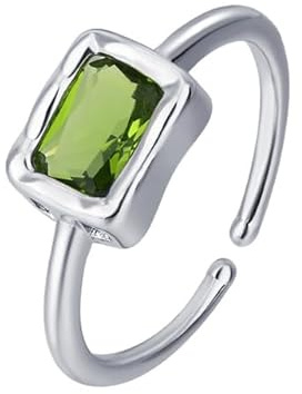 WLLDDDIU Herren Ringe 925 Silber,Ring Aus 925Er Sterlingsilber, Einfacher Retro-Quadrat, Grüner Turmalin, Einzigartig, Verwendbar, Ringe, Schmuck, Geschenke Für Jungen, Mädchen, Männer, Frauen