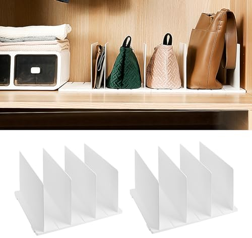 Hivexagon Plastic Shelf Dividers, Closet Separators, Shelf Separator and Organizer for Vertical Purse Handbag Sweater Shirts in Pantry Bedroom 2 Pack White HG649