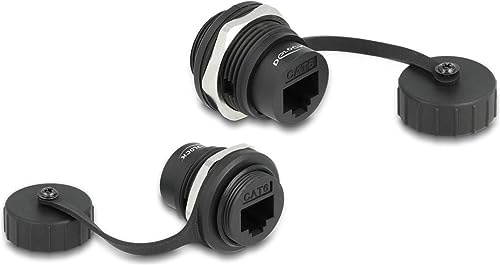Delock RJ45 Cat.6 Einbaubuchse mit Verschlusskappe IP67 Staub- und wasserdicht