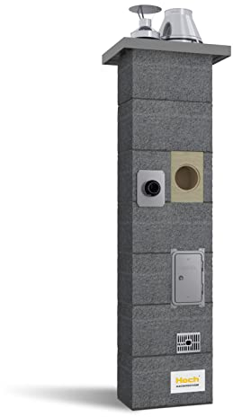 Doppelschornstein - Keramik Schornstein zweizügig - Schornstein Bausatz massiv Ø 160 + 80mm, Höhe 4m