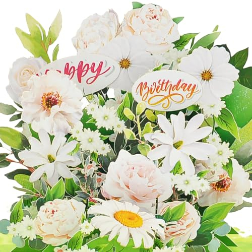 Favour Pop Up® - 3D eine prachtvolles Blumengesteck zum Geburtstag. Mit Einschiebekarte zum Beschriften. TF095