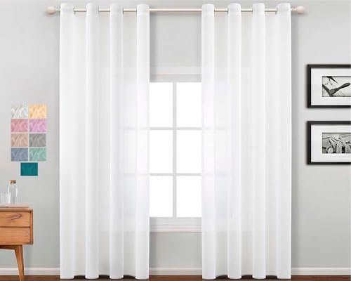 TRAMAS+ Tende per interni,1 pezzo,Tende semi trasparenti per il soggiorno e la camera da letto 140x260cm, con occhielli, camera da letto, bambini, giovani e adulti e sala da pranzo - Bianco