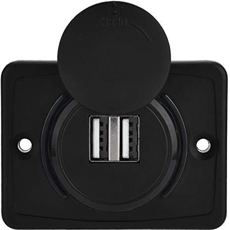 Toma USB Doble para Automóvil y Motocicleta, 12V, Cable Rojo, Cargador Incorporado para Casas Móviles