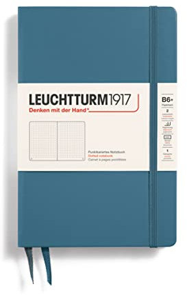 LEUCHTTURM1917 368512 Notizbuch Paperback (B6+), Hardcover, 219 nummerierte Seiten, Stone Blue, Dotted