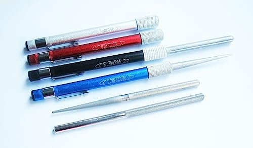 THOR-DARTS Diamond Grinding Pen/Diamond Pen Sharpener in Silver with Single Head, 240 Grit/Grit, Sharpening Stone for Darts or Fishing Hooks