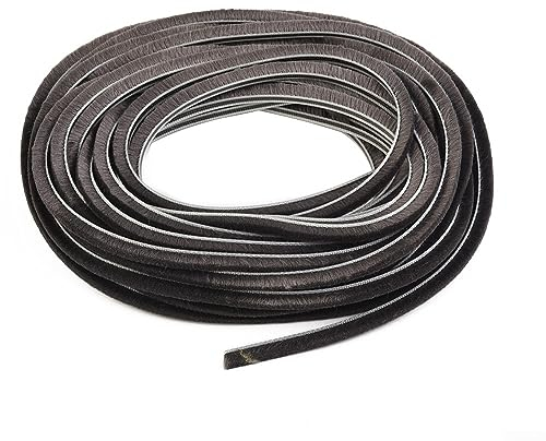 Brush Weather Stripping, 5mm(W) x 6mm(T)/10m, Weatherstrip Draft-Air Stopper High-Density Frame Brush Seal Draught Excluders, for Doors Windowss and Shower Glass Gaps