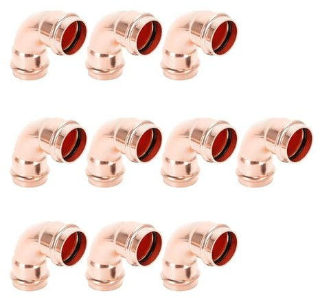 Cherbo Copepr Pressfittings, 90-Grad-Winkel-Kupfer-Kupplung, Rohrverbinder, bleifrei, PxP, 1,27 cm x 1,27 cm, für private Gewerbe, 10 Stück