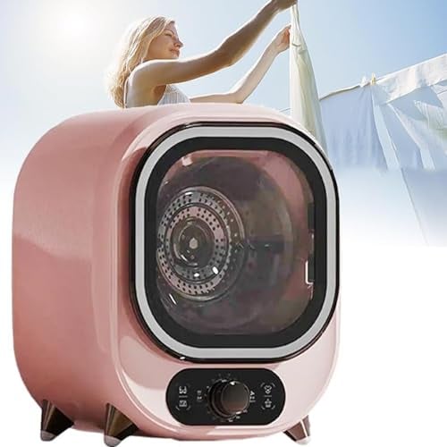 DPQYJPP Asciugatrice ventilata - Mini asciugatrice compatta a condensatore Portatile Piccola, Perfetta per l'uso su bancone o a Parete, capacità di carico di 0,8 kg,Pink