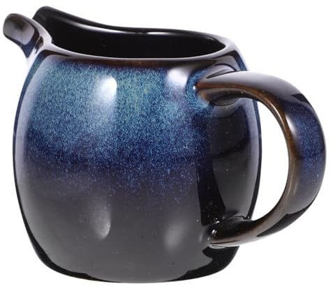 TOPBATHY Ceramic Milk Pitcher with Spout and Handle, European Style Blue Porcelain Creamer for Coffee, Tea, Sauces, and Afternoon Tea, Compact and Elegant Design for Home and Café Use