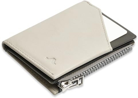 ROIK Geldbörse Klein Herren – Kreditkartenetui Leder mit RFID Schutz – Slim Wallet Herren – 9 Karten Mini Portmonee für Herren – Kompakte Ledergeldbörse für Männer – Zip Coin Pearl