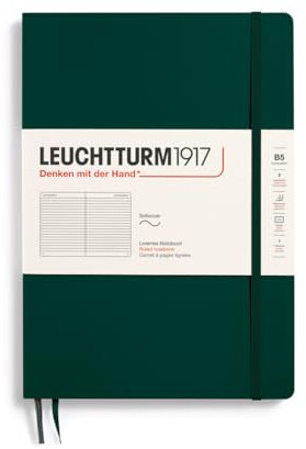 LEUCHTTURM1917 370310 Notizbuch Composition (B5), Softcover, 123 nummerierte Seiten, Forest Green, Liniert