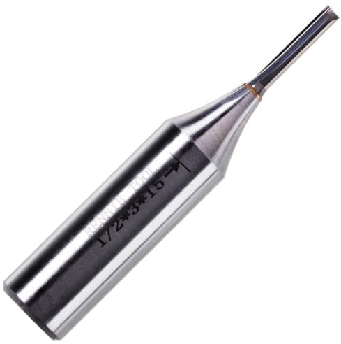 Rennie Tools - 3mm Cutting Diameter x 15mm Flute x 1/2 Shank TCT Tipped 2 Flute Straight Router Cutter Bit. Compatible With Makita Trend Festool Hikoki Dewalt Router Etc. 3mm Router Bit