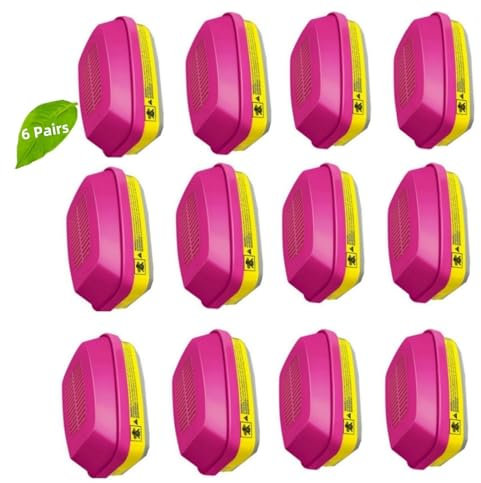 6Pairs 60923 Atemschutzkartuschen, Atemschutzfilter gegen organische Dämpfe, saure Gase, Partikel verwendet mit 6200, 6800 Atemschutzmaske