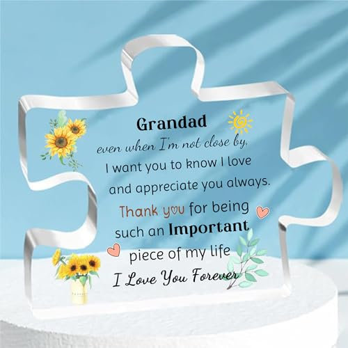 Acrylschild mit Aufschrift Grandad, Puzzle-Ornamente, Männer, Vatertag, Geschenke, Gramps, Geburtstag, Heiligabend, Zuhause, Schreibtischschilder, Dekoration, Großvater, Ruhestand, Familie,