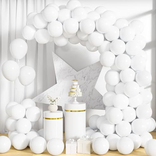 Unisun Luftballons Weiß, 100Stück 10Zoll Pastell Weiß Ballons Girlande Männer Frauen Kinder Geburtstag Hochzeit Jahrestag Verlobung Valentinstag Baby Shower Jubiläum Abschlussfeier Party Dekorationen