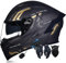 Letetexi Klapphelm Motorrad mit Bluetooth, Motorradhelm Integrierter Bluetooth-Helm ECE Zertifiziert Moped Full Face Helm Rollerhelm Anti-Fog-Doppelspiegel für Damen Herren 55~62cm