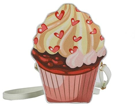 WYLZLKX Cupcake-Tasche für Mädchen, PU-Umhängetasche, Handtasche für Damen, kleine Cupcake-Geldbörse, Handy-Umhängetasche, verstellbarer Schultergurt