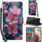PHINIENLAND Premium PU Leather Flip Wallet Case for Samsung Galaxy A12 / M12 with Card Slots, Kickstand, Magnetic Book Cover - Flowers