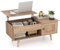 COSTWAY Lift Up Top Coffee Table, Wooden Lifting Cocktail Center Table with Hidden Storage Compartment, Door Cabinet and Open Shelf, Rectangle Accent Sofa Side Tea Table for Living Room (Natural)