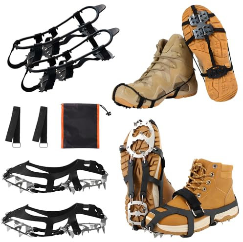 FairyPeach Schuhspikes Winter, Antirutsch Schuhspikes, Grödel Steigeisen Bergschuhe, Schuhkrallen Winterschuhe, Crampons Ice Cleats, Anti Slip Ice Claw, Ice Spikes Shoes, (L)