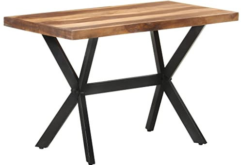 Canditree Table à Manger en Bois D'acacia Massif et Bois D'hévéa, Pieds en Métal, Style Industriel, Table de Salle à Manger (120x60x75 cm)