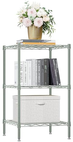 M MZG 750 lbs 3-Shelf Storage Shelves Wire Shelving Unit Standing Metal Rack for Small Places Narrow Wire Rack for Bathroom, Green 35 x 35 x 64.8 cm