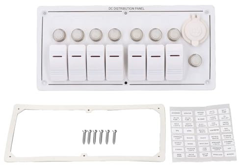 Pannello Interruttori a Bilanciere a 7 Gruppi Pannello Interruttori Marini LED Rosso Impermeabile con Protezione Sovraccarico per Barche Yacht Autobus