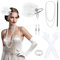 PLULON 8 teiliges 1920er Flapper Great Gatsby Accessoires-Set Fashion Roaring 20's Theme Set mit Stirnband, Kopfbedeckung, langen schwarzen (Style 8)