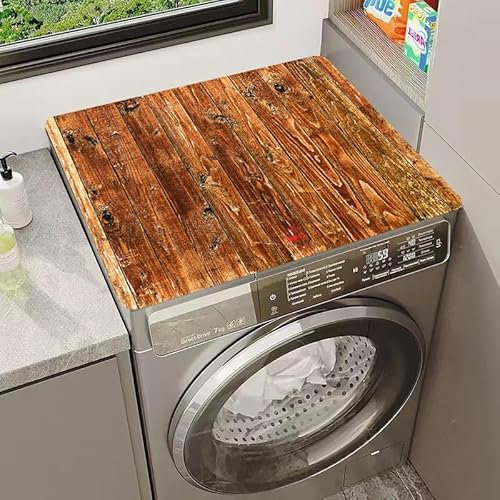 Hearda Almohadilla Antideslizante para Lavadora,Estampado de Grano de Madera Cubierta para Lavadora, Cubierta Superior de la Lavadora para Lavadora, Secadora, Baños (60 * 60cm,Grano de Madera 3)