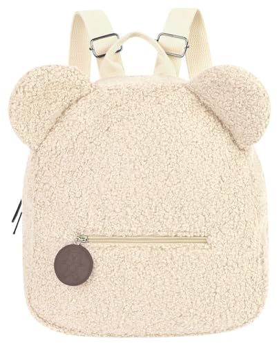 Aomig Plüsch Rucksack Kindergartenrucksack Kleinkind Rucksack Kindergarten Schultasche für Jungen Mädchen Kinder Tierischer Kinderrucksack Tier Cartoon Mini Tasche Kinder Rucksack für 2-6 Jahre (Weiß)