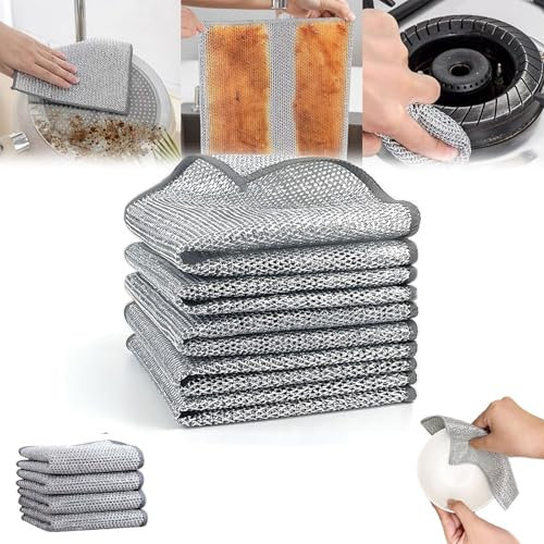 Ecosleek Reinigungstuch, kratzfestes Stahlwolle-Geschirrtuch, Metalldraht-Geschirrspültücher for den Nass- und Trockengebrauch, multifunktionales kratzfreies Draht-Geschirrtuch, Metall-Reinigungstuch-