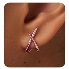 MUMREUES Ohrringe Rosegold Creolen 14K Vergoldet Statement Ohrringe Damen Stecker Hypoallergen Wasserfest Minimalist Schmuck Geschenke
