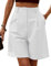 Zeagoo Women's Knee Length Shorts High Rise Wide Leg Shorts Lightweight Pleated Lounge Shorts with Pockets White Size 16