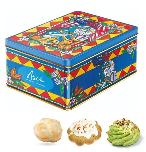 Tumminello® | Dolci Tipici Sicilia | Praline Cocco, Ricci Pistacchio, Cantucci Cioccolato | Dolci Fichi Secchi | Latta Blu Metallo Pasta Mandorle