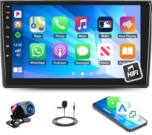 1G+32G Android 13 Autoradio Für Audi A4 2002-2008 Wireless CarPlay Android Auto Navi GPS 9 Zoll Touchscreen Berührungsbildschirm Bluetooth Radio WiFi HiFi + Rückfahrkamera Mikrofon