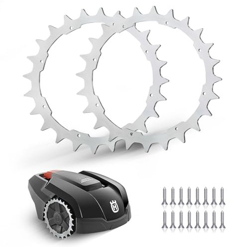 Edelstahl Spikes passend für Gardena R40Li R50Li/Husqvarna 305 308 (bis 2015) -Poliert - Gesenkte Schraubenlöcher Entgratet - 16x Edelstahl Schrauben Traktionsverbesserung für Mähroboter Spikes -Extra