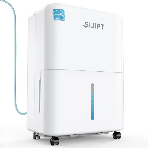 80 Pints Dehumidifier with Pump, Sijipt Energy Star Dehumidifier for Basement Home and Large Room with 6.56 feet Drain Hose, Auto-Shutoff 24H Timer, and Memory Starting