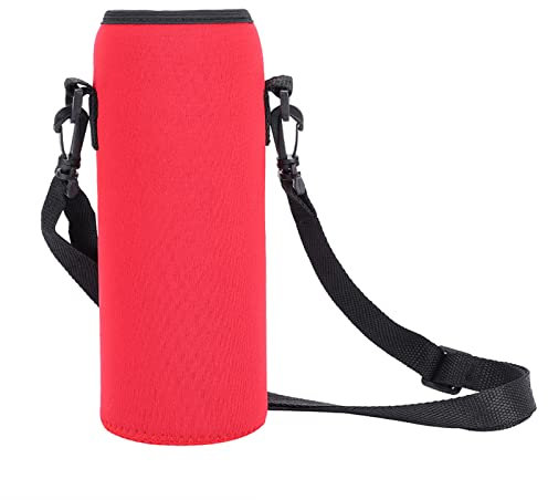 Porte-bouteille en néoprène avec sangle 1000 ml Housse isolée pour boissons chaudes ou froides, ce qui améliore la commodité et la protection (Rouge)
