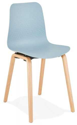 KADIMA DESIGN Skandinavischer Holzstuhl PACIFIK Blau | Moderner Designerstuhl mit Holzbeinen | Esszimmerstuhl im Nordischen Stil | Beige oder Blau | 44,5x52,5x81 cm | Skandinavische Kollektion