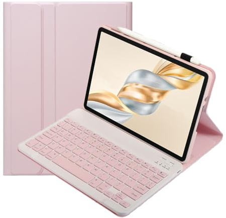 leleyo Tablet Tastatur Hülle für Honor Pad X9 Pro 11,5 Zoll Smart Cover magnetisch mit abnehmbarer kabelloser Bluetooth-Tastatur QWERTY, Rosa