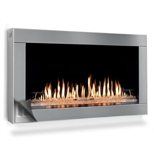 Magnetic Mat for Radiators 110x60 cm (43,3x23,6 inch) Dust and Damage Protection Decoration Panel Easy Installation Built-in Magnet Heat-Resistant - Modern home fireplace with fire