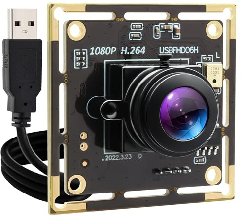 QILOVE Fisheye USB Camera 1080P Full HD, Wide Angle H.264 Plug and Play Low Light Webcam with Microphone, 30fps for Lightburn 3D Printer, Windows/Mac/Linux/Android (Industrial Use, Video Monitoring)