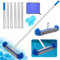 Poolbürste mit Runden Enden,43CM Pool Reinigungsbürste mit Längenverstellbarer Aluminiumstange und Erstärkter Metall Rückseite,Reinigungsbürste für Pool,Robuuste Borstel(Blau)